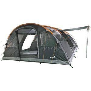 Skandika Gotland 6 Tent – Tenten – Campingtent – Voor 6 personen – Tunneltent – 210 cm stahoogte - Muggengaas – Familietent - Deelbare slaapcabine – 540 x 450 x 210 cm (L x B x H) - 5000mm waterkolom – Outdoor, Camping, Tuin – Kamperen – grijs/oranje