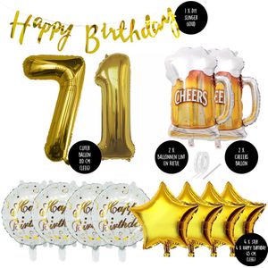71 Jaar Verjaardag Cijfer ballon Mannen Bier - Feestpakket Snoes Ballonnen Cheers & Beers - Herman