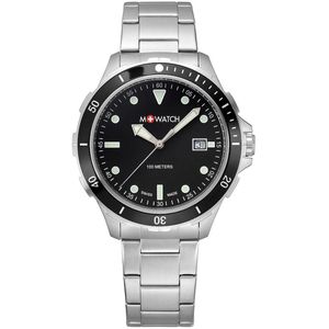 M+Watch by Mondaine - Aqua Steel Black WBX.45220.SJ - Swiss Made Herenhorloge - 100 Meter Waterdicht - 42mm