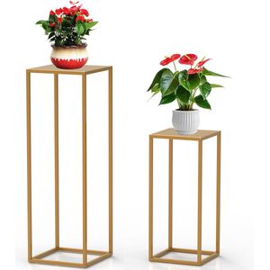 Plantenstandaard, 60-90,5 cm bloemenstandaard, tafel voor binnen en buiten metalen plantenstandaard, set van 2