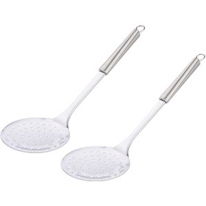 Alpina Keukengerei schuimspaan opscheplepel - 2x - zilver - RVS - 36 x 11 cm - groente lepels