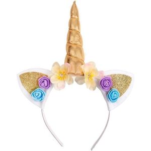 New Age Devi - Unicorn Haarband Diadeem Eenhoorn Tiara Haar Accessoire Hoofdband met Oortjes Verjaardagsfeestje Verkleden