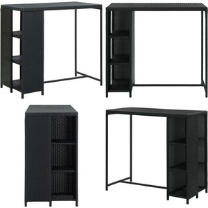 vidaXL Bartafel met opbergrek 120x60x110 cm poly rattan zwart - Bartafel - Bartafels - Tuintafel - Tuintafels