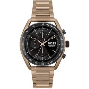 BOSS HB1514027 CENTER COURT Heren Horloge - Mineraalglas - Staal - Crème/Goudkleurig - 44 mm breed - Quartz - Vouw/Vlindersluiting - 10 ATM (zwemmen)