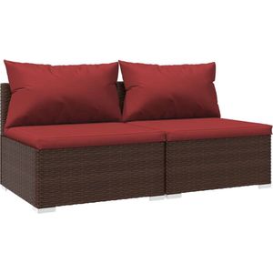 VidaXL Loungeset 2-delig met Kussens - Poly Rattan Bruin