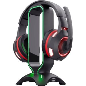 Headsetstandaard met LED-verlichting - Universeel ontwerp - Zwart