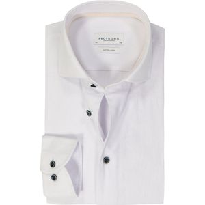 Profuomo slim fit heren overhemd - Oxford - wit - Strijkvriendelijk - Boordmaat: 44