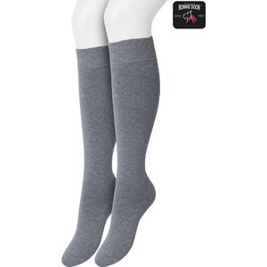 Bonnie Doon Dames Kniekousen Grijs maat 39/42 - 2 paar - Knie Kousen - 2-pack - Multipack - Uitstekend draagcomfort - Cotton Knee High - Zakt niet af - Effen - OEKO-TEX - Gemeleerd - Medium Grey Heather - OL834302.112