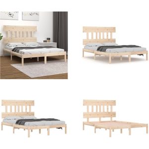 vidaXL Bedframe massief hout 120x190 cm 4FT Small Double - Bedframe - Bedframes - Tweepersoonsbed - Bed