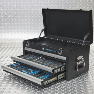 Datona® Gereedschapskist - 2 lades gevuld - Mat Zwart