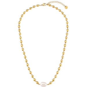 The Jewellery Club - Bobbi pearl necklace gold - Collier - Dames - Parels - Goud - Stainless steel - 40 cm