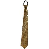 Toppers - Funny Fashion Carnaval verkleed stropdas met glitter pailletten - goud - polyester - heren/dames