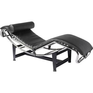 OHNO Furniture Napels Chaise Longue Bank - Ligbank, Ligstoel, RVS, Zwart