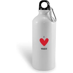 Hacebo® - Ik hou van vogels waterfles - Vogels - Vogel liefhebbers - Vogelspotters - dieren liefhebbers - hartje - water fles - 500ML