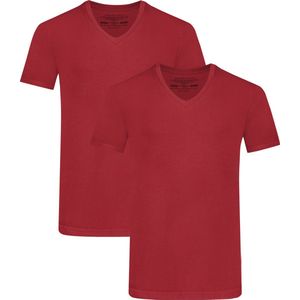 Comfortabel & Zijdezacht Bamboo Basics Vance - Bamboe T-Shirts V-Hals (Multipack 2 stuks) Heren - Korte Mouwen - Bordeaux Rood - XL
