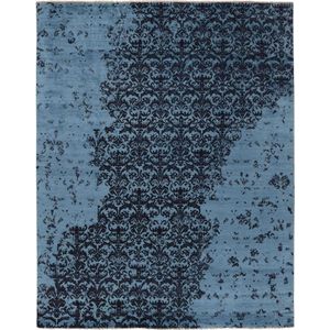 Damask AL-2E HB-93-HB-7 Vloerkleed - 170x240  - Rechthoek - Laagpolig,Vintage Tapijt - Klassiek - Blauw, Zwart