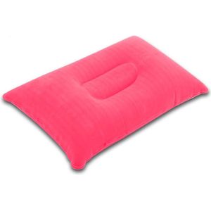 INTIRILIFE Opblaasbaar kussen in roze – rechthoekig hoofdkussen om op te blazen met ergonomische vorm voor comfortabel slapen – perfect geschikt voor kamperen, uitstapjes, reizen enz.