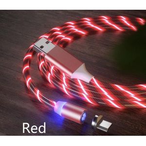 Lichtgevende oplaadkabel - Oplaadkabel lichtgevend - Micro USB Android oplader - Flowing light USB cable - Lightning kabel - 1 meter - Rood