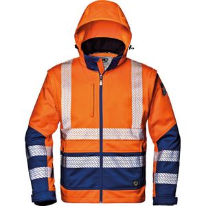 SIR SAFETY STARMAX Hi Vis Reflecterend Softshell Werkjas HEREN Veiligheidsjas Oranje Blauw - Winddicht - Afneembare Capuchon - Reflecterende Band