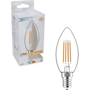 LED's Light Dimbare LED kaarslampen E14 - Helder glas - Dimbaar warm wit - 470 lm - 6PACK
