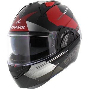 Shark Evo GT Tekline Mat Zwart Chrom Rood KUR Systeemhelm - Maat XL - Helm