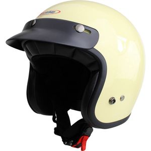 Redbike RB-720 - Retro Jethelm - Ivoor Wit - Maat XXL - ECE 22.06 - Motor, Brommer en Snorfietshelm - Inclusief Zonneklep