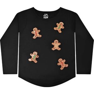 Kerst Longsleeve Gouden Glitter Koekjes Zwart - Meisjes