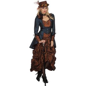 Wilbers & Wilbers - Steampunk Kostuum - Steampunk Sally Wild Wild West - Vrouw - Blauw, Bruin - Maat 36 - Carnavalskleding - Verkleedkleding