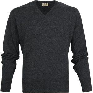 William Lockie Pullover Lamswol Antraciet V - Maat L - Heren - Pullovers