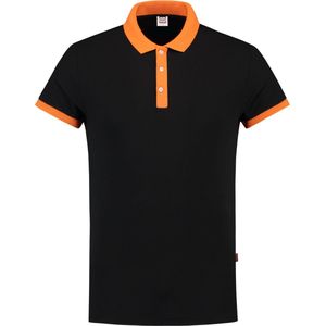 Tricorp Poloshirt bi-color fitted - Casual - 201002 - Zwart-Oranje - maat XXXL