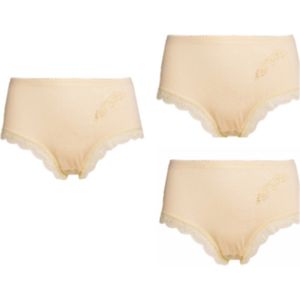 Dames hoge slips 3 pack met kantrandje XXXL 46-54 beige