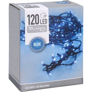 2x stuks kerstverlichting/feestverlichting lichtsnoeren 120 blauwe Led lampjes - Kerstlampjes/kerstlichtjes - binnen/buiten
