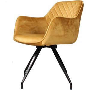 DS4U® Romy 2.0 armstoel velours goud - comfortabel en stijlvolle stoel voor in huis - draaibare eetkamerstoel