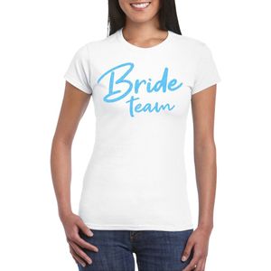 Bellatio Decorations Vrijgezellenfeest T-shirt dames - Bride Team - wit - glitter blauw - bruiloft XXL