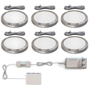 B.K.Licht - Keukenverlichting - kastverlichting - LED onderbouwverlichting - rond - 3.000K - 170Lm - set van 6