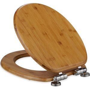 houten wc-bril - bamboe - 37,5 x 43,5 cm - met softclose - met quick release - ovaal - natuur