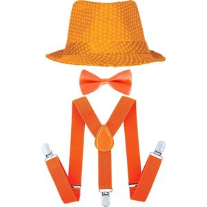Toppers in concert - Koningsdag/Sport verkleed set compleet - hoedje/strikje/bretels - oranje - heren/dames - verkleedkleding - Nederland supporters