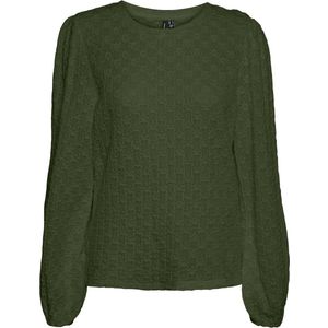 Vero Moda T-shirt Vmflower Ls Puff Sleeve Top Jrs 10305907 Rifle Green Dames Maat - XL