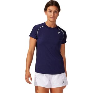 Asics - Court Womens Piping Short Sleeve - Tenniskleding Dames - XS - Blauw
