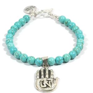 Heaven Eleven - dames - armband - Turquoise - 925 zilver - buddha - turkoois - 6mm - 17cm