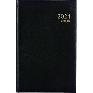 Brepols Agenda 2024 • Week op 2 pagina • Saturnus 231 • Weekoverzicht • Lima kunstleder • 13,3 x 20,8 cm • Zwart