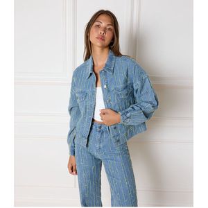 Refined Department Jas Bloom Ladies Woven Denim Jacket R2407474432 204 Blue Denim Dames Maat - S