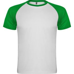Wit met Groen met Wit kinder unisex sportshirt korte mouwen Indianapolis merk Roly 4 jaar 98-104