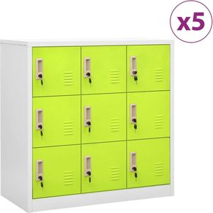 vidaXL Lockerkasten - 5 stuks - 90x45x92,5 cm - Staal Locker Kast - Opslagkast - Kantoormeubilair - Schoolmeubilair - Metalen Kast