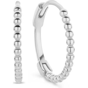 New Bling 9NB-0776 Zilveren Oorringen - Dames - Bewerkt - Bolletjes - 20 x 1,85 mm - Rhodium - Zilver