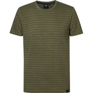 Petrol Industries - Heren Gestreept T-shirt Sunwave - Groen - Maat M