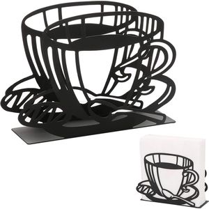 Zwarte servethouder, metalen servethouder, tafelpapieropslag, koffiekopjes, design, voor eetkamer, woonkamer, bar, keukendecoratie