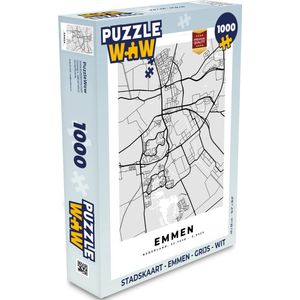 Puzzel Stadskaart - Emmen - Grijs - Wit - Legpuzzel - Puzzel 1000 stukjes volwassenen - Plattegrond