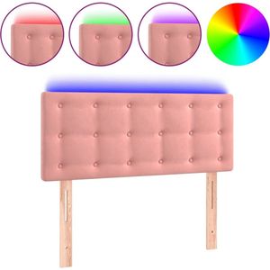 vidaXL Hoofdbord LED 80x5x78/88 cm fluweel roze