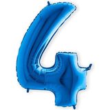 Folieballon cijfer 4 blauw (100cm)